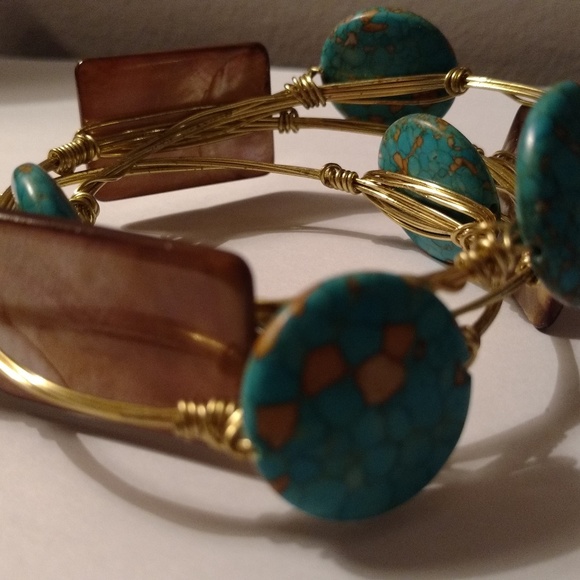 Turquoise & Gold Bracelets - Custom Designed! - Picture 2 of 8